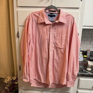 Tommy Hilfiger Men's Pink Striped Button Down Shirt